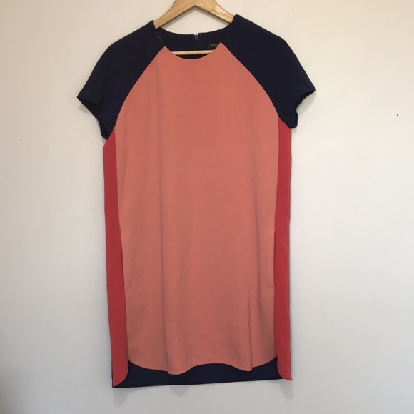 Banana Republic Blue orange ColorBlock Shift Dress size 8 - Picture 2 of 11